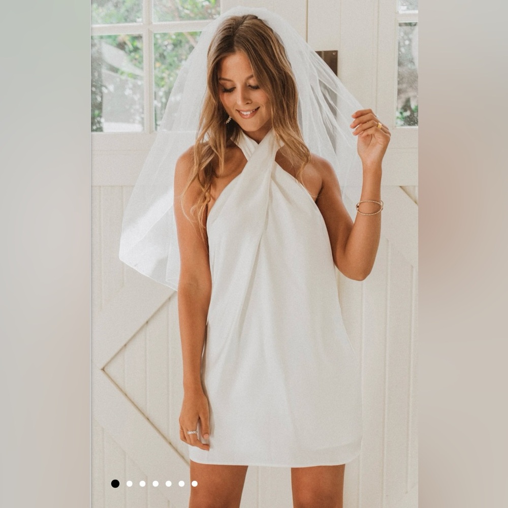 Large White Jasmine Halter Mini Dress - Show Me Your Mumu